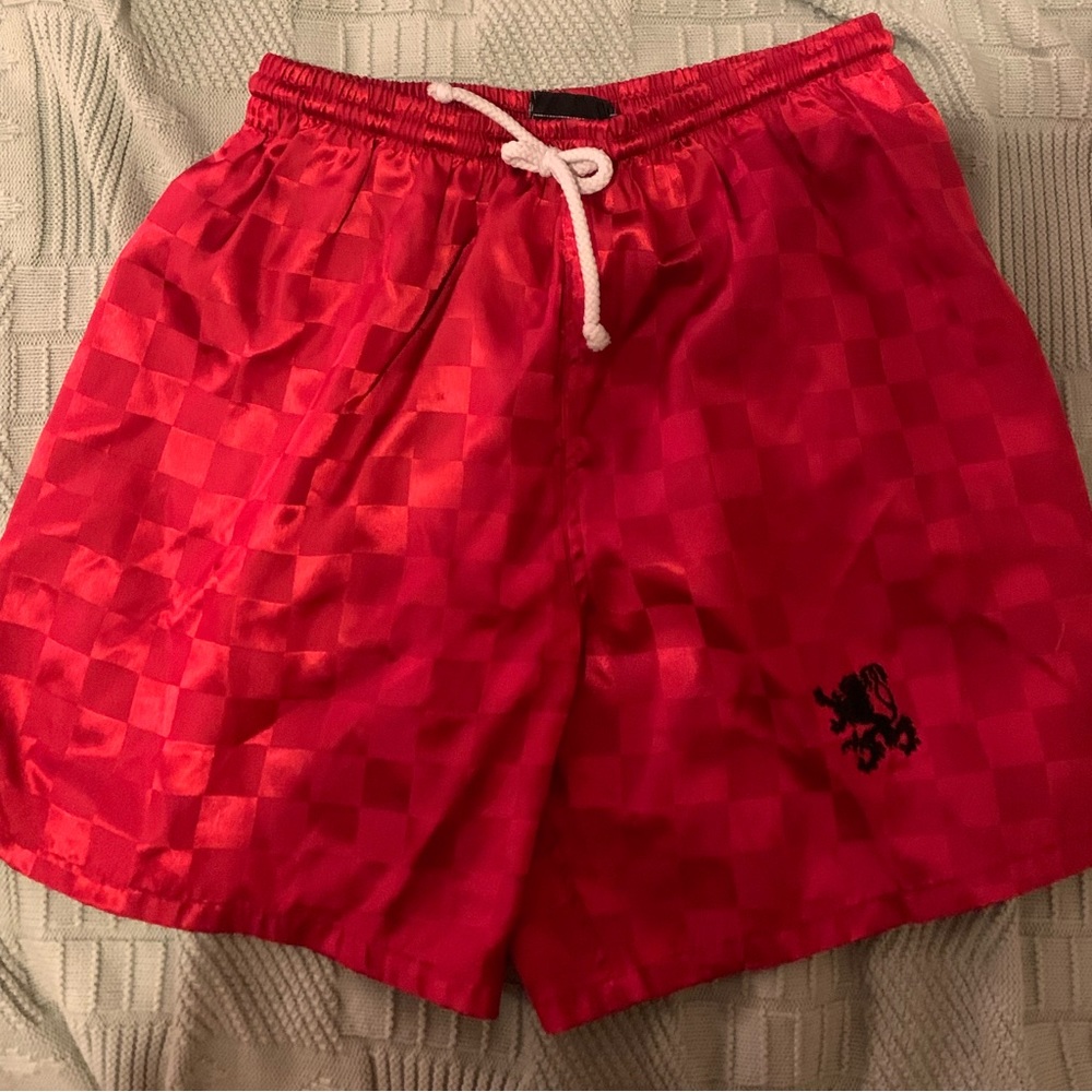 Comfy red VKM soft boxer like shorts ~100% polyester